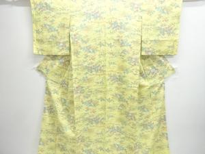 未使用品　柴垣に草花模様小紋着物